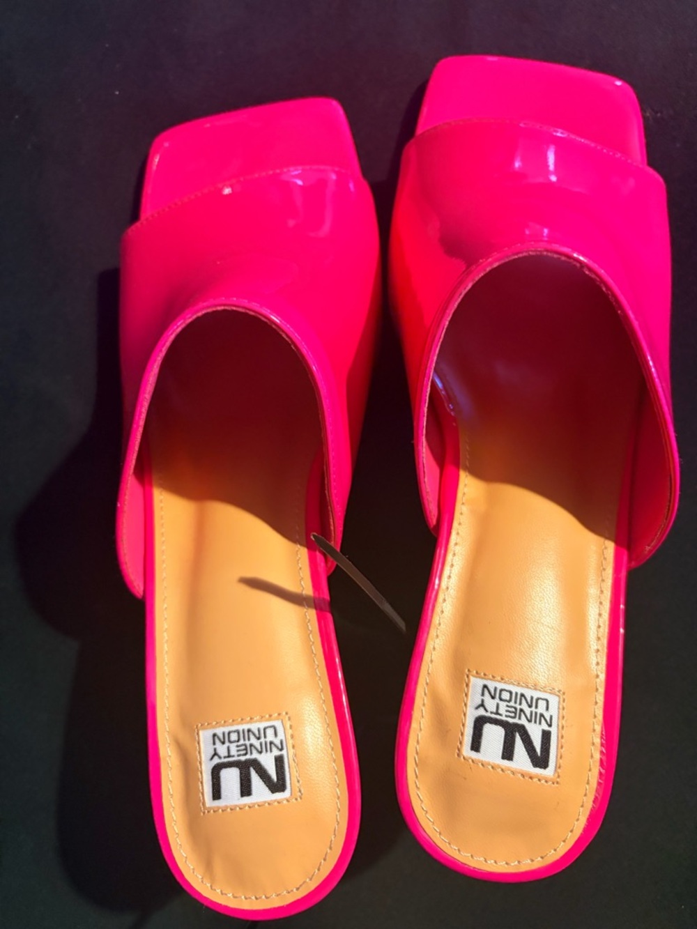 Ninety Union Hot Pink Patent Slide Mules